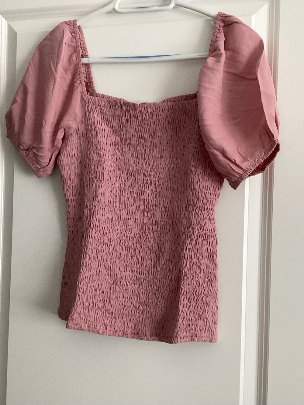 BiBi Dusty Rose Smocked Puff Sleeve Blouse - NWT - Size S